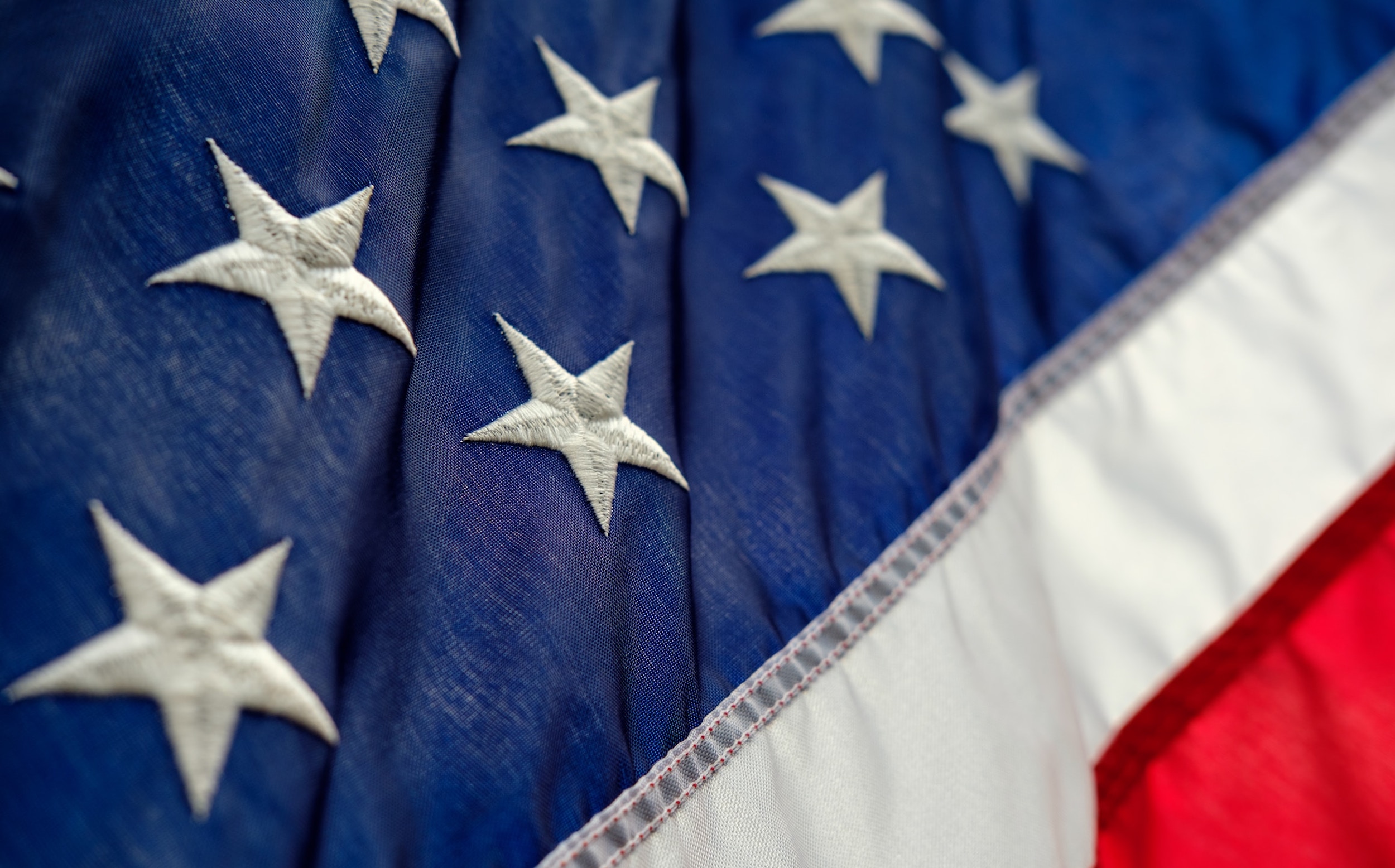 An American flag is on display. 