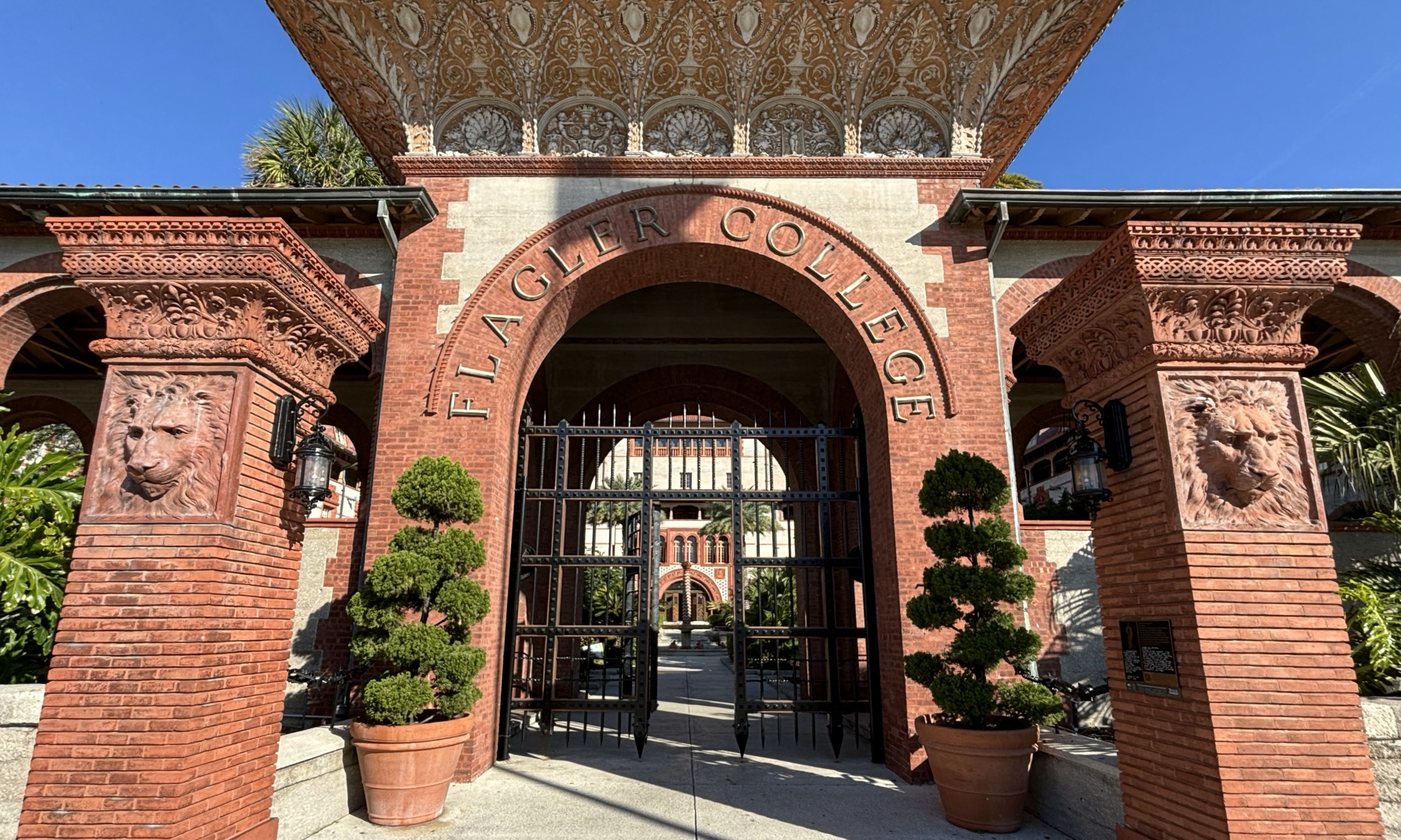 The entrance gates to Flagler College