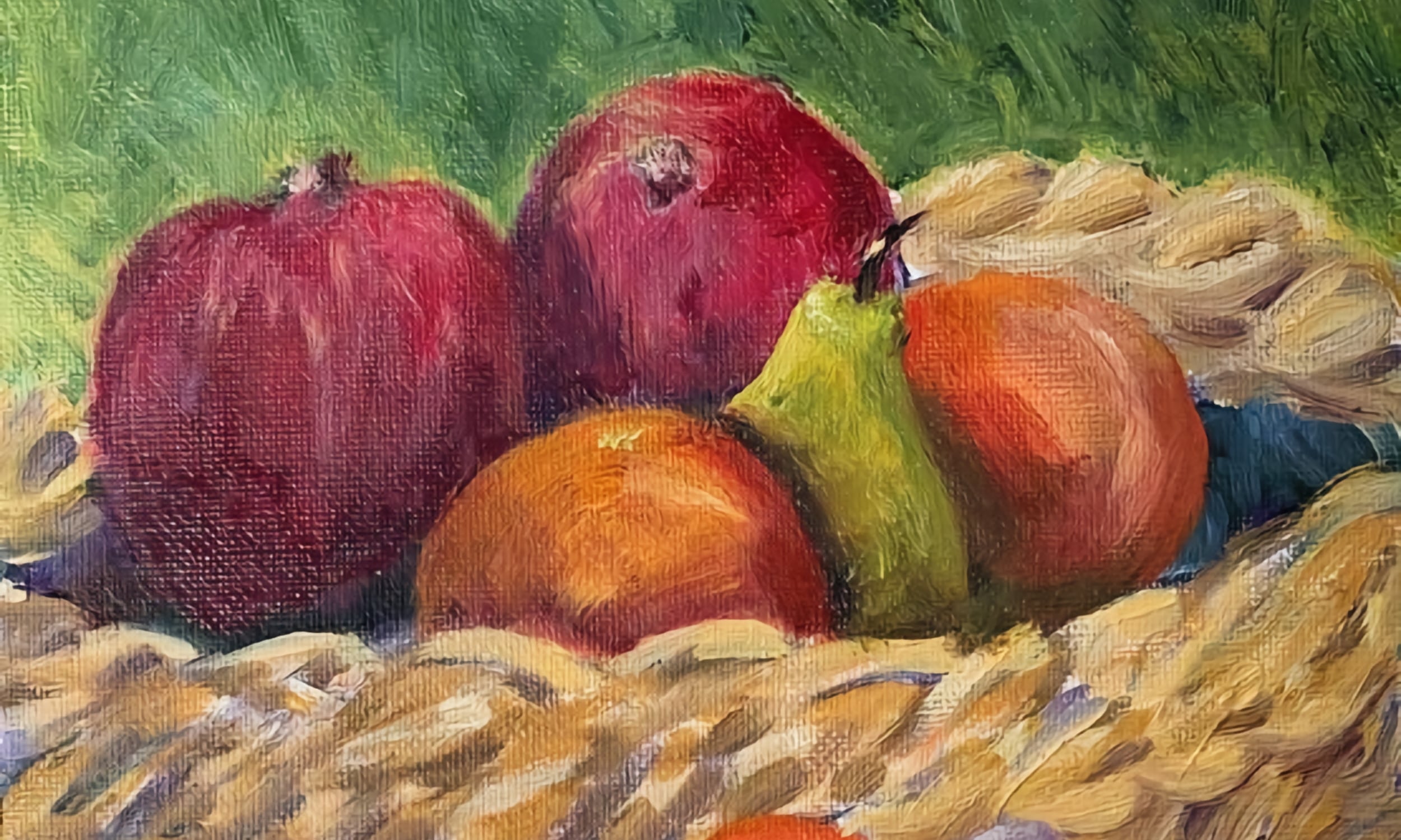 A painting of a fruit basked from PaSTA gallery