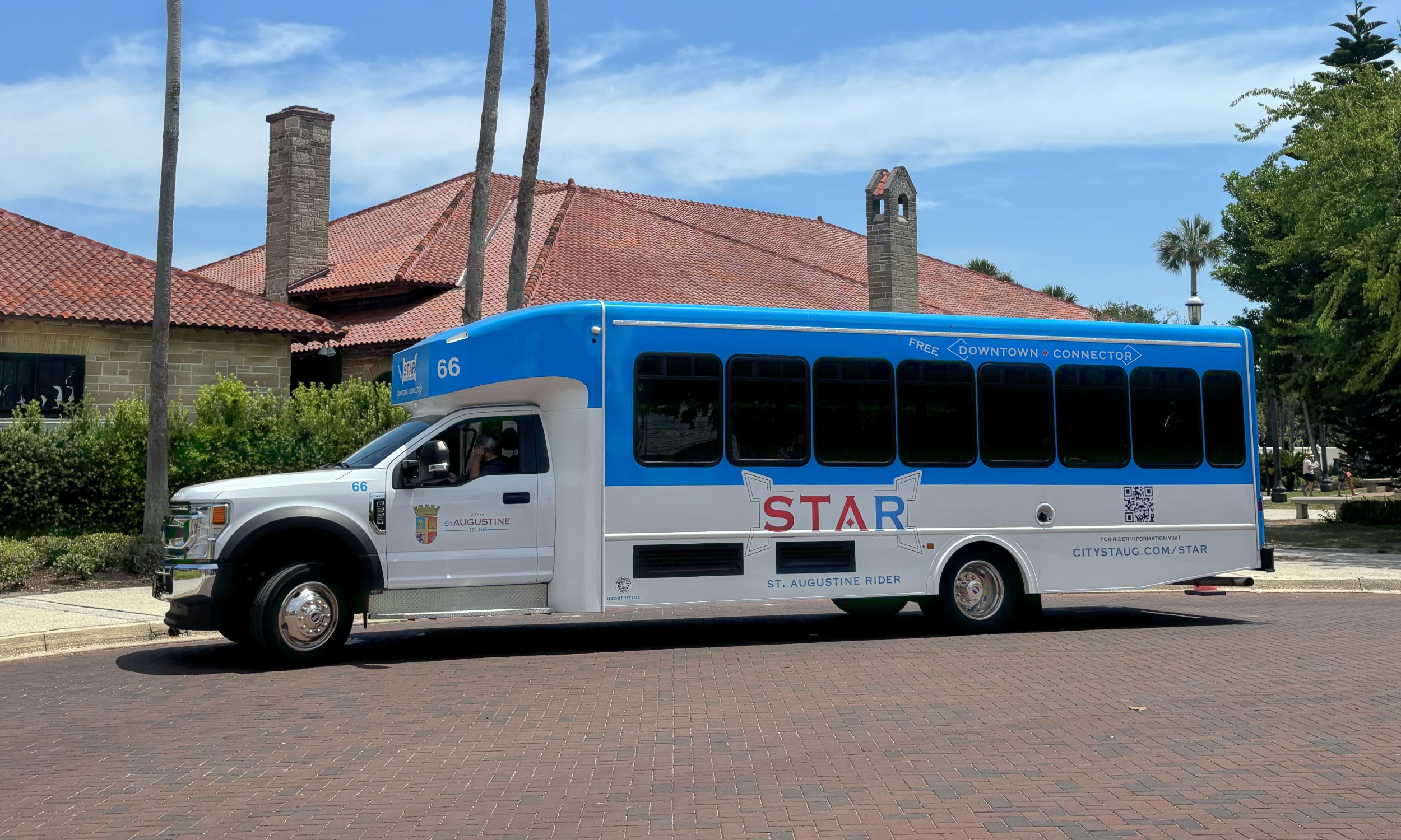 The STAR Circulator bus parked near the Visitors and Information Center