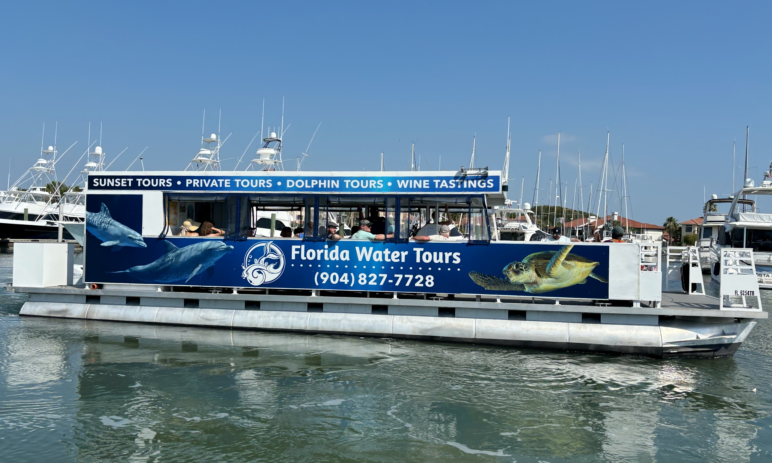 The motor vessel Osprey, a pontoon boat in St. Augustine