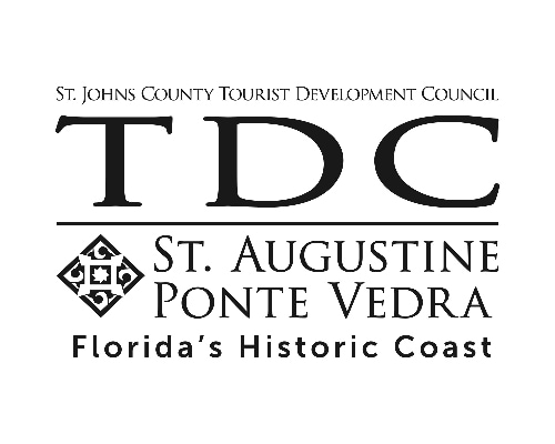 The logo for the TDC of St. Johns County in black and white