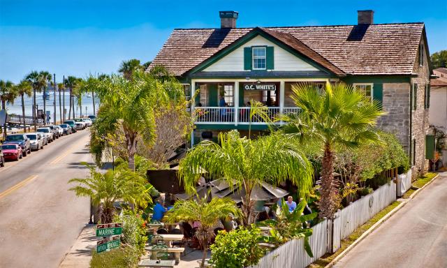 O.C. White's exterior photo with bayfront in the background