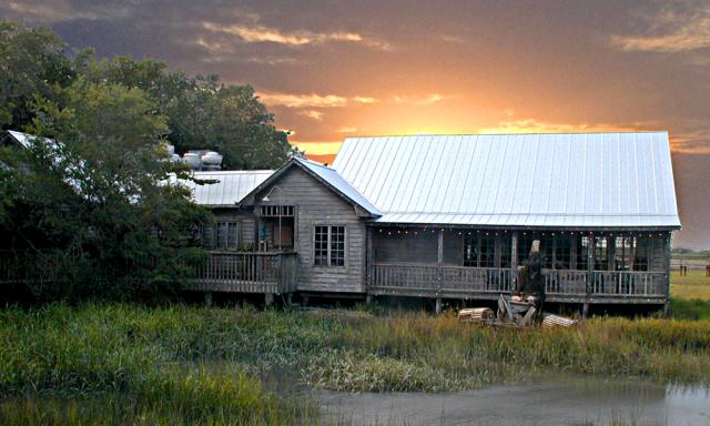 Salt Water Cowboys restaurant at sunset in St. Augustine.