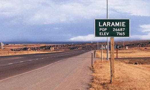 The entrance to Laramie, Wyoming