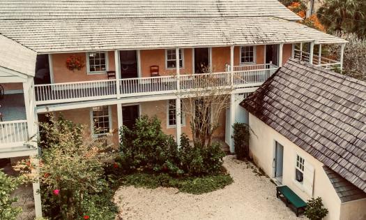 The Ximenez-Fatio House was constructed in coquina and tabby in 1798.