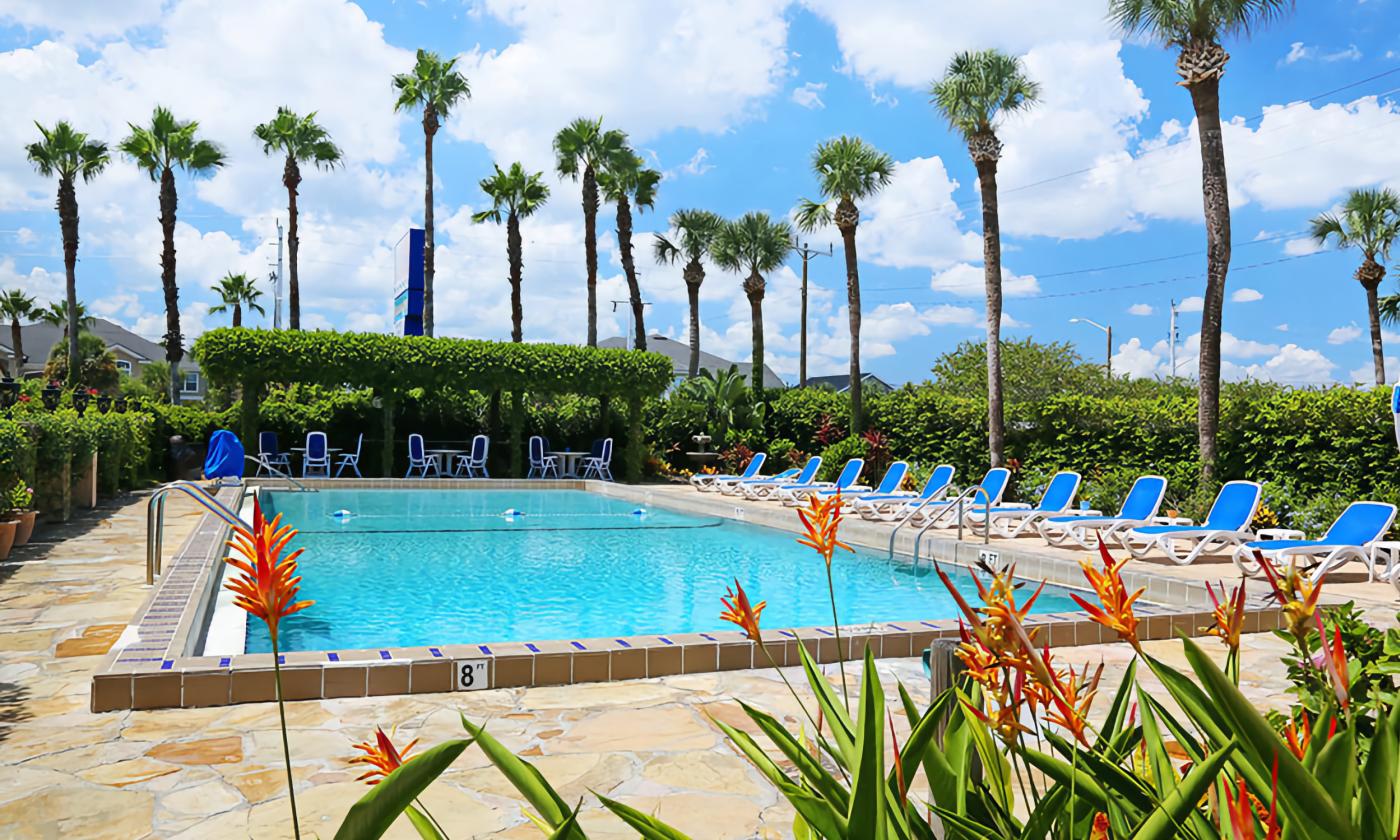 The outdoor pool at La Fiesta Inn on the beach in St. Augustine.