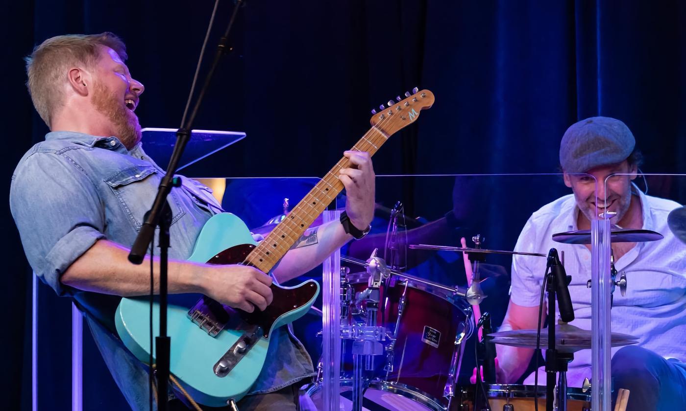 Steve Everett, musician and organizer of Rock by the Sea, on stage 