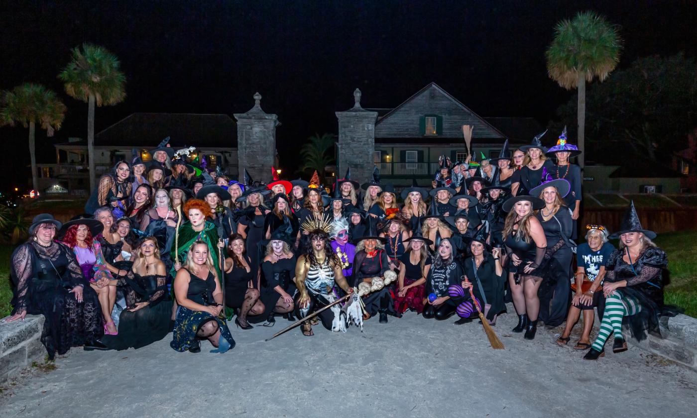 A group photo taken at the City Gate downtown St. Augustine