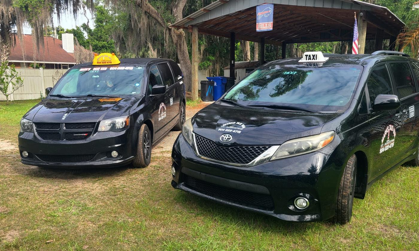 The vans used for transportation around town and the airports