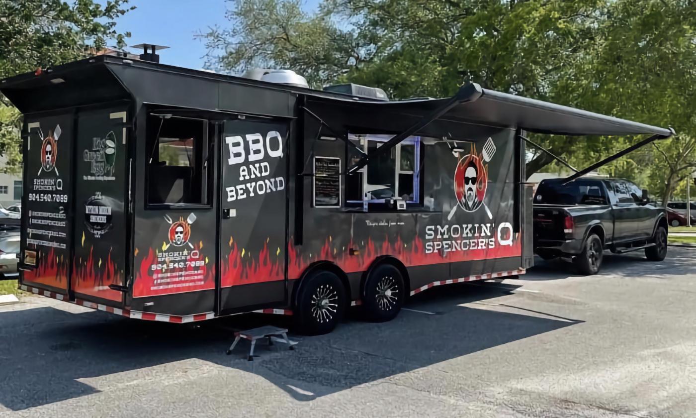 The exterior of the Smokin' Spencer's Q food truck