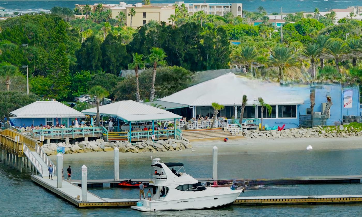 An aerial view of Beach Marina and Beaches at Vilano Restaurant