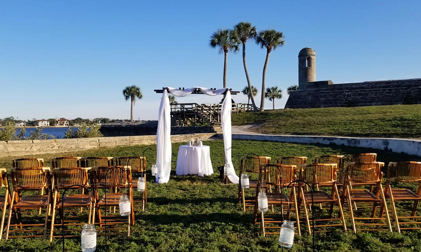 A wedding ceremony set up by Celebrations