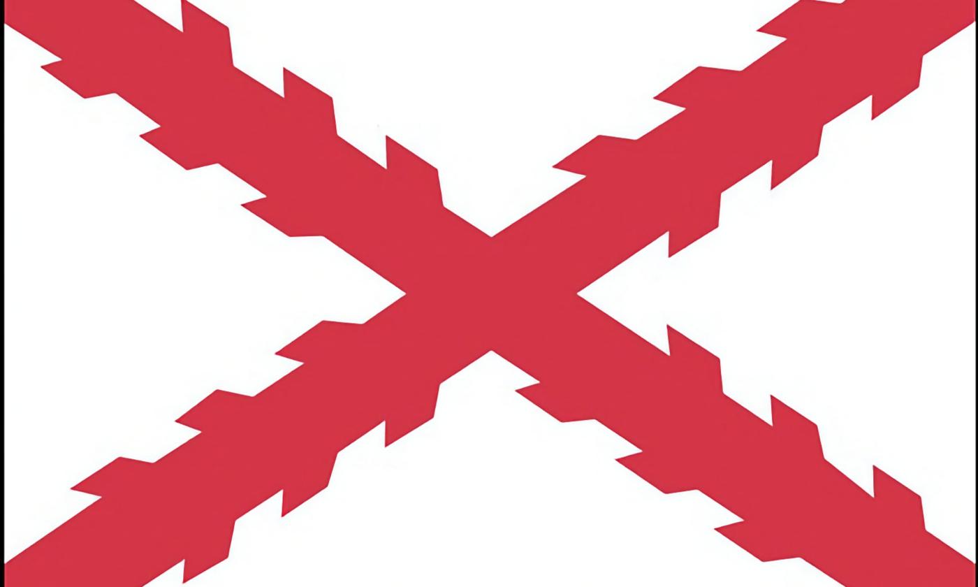 Red and white flag, burgundian saltire of Spain.