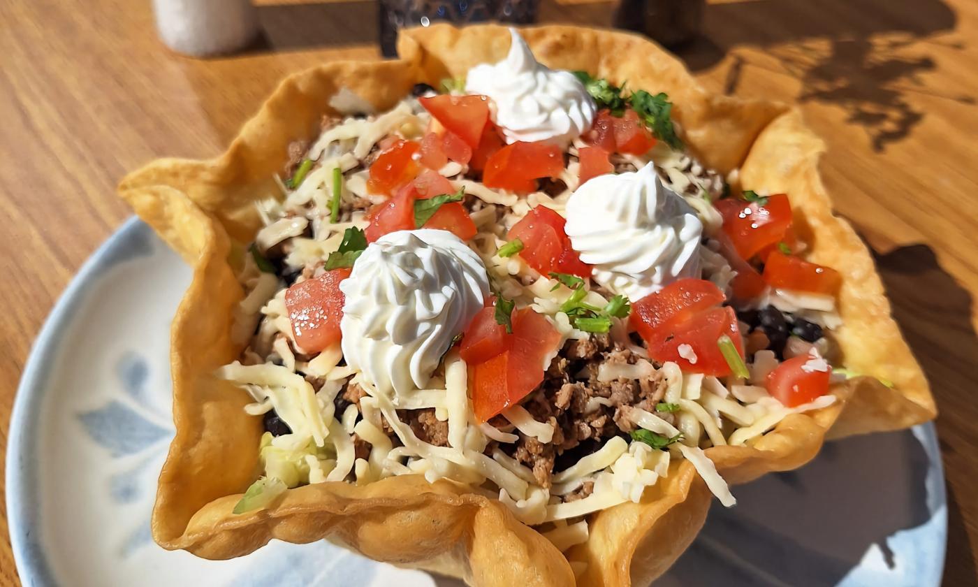 Taco salad served at the authentic Mexican restaurant