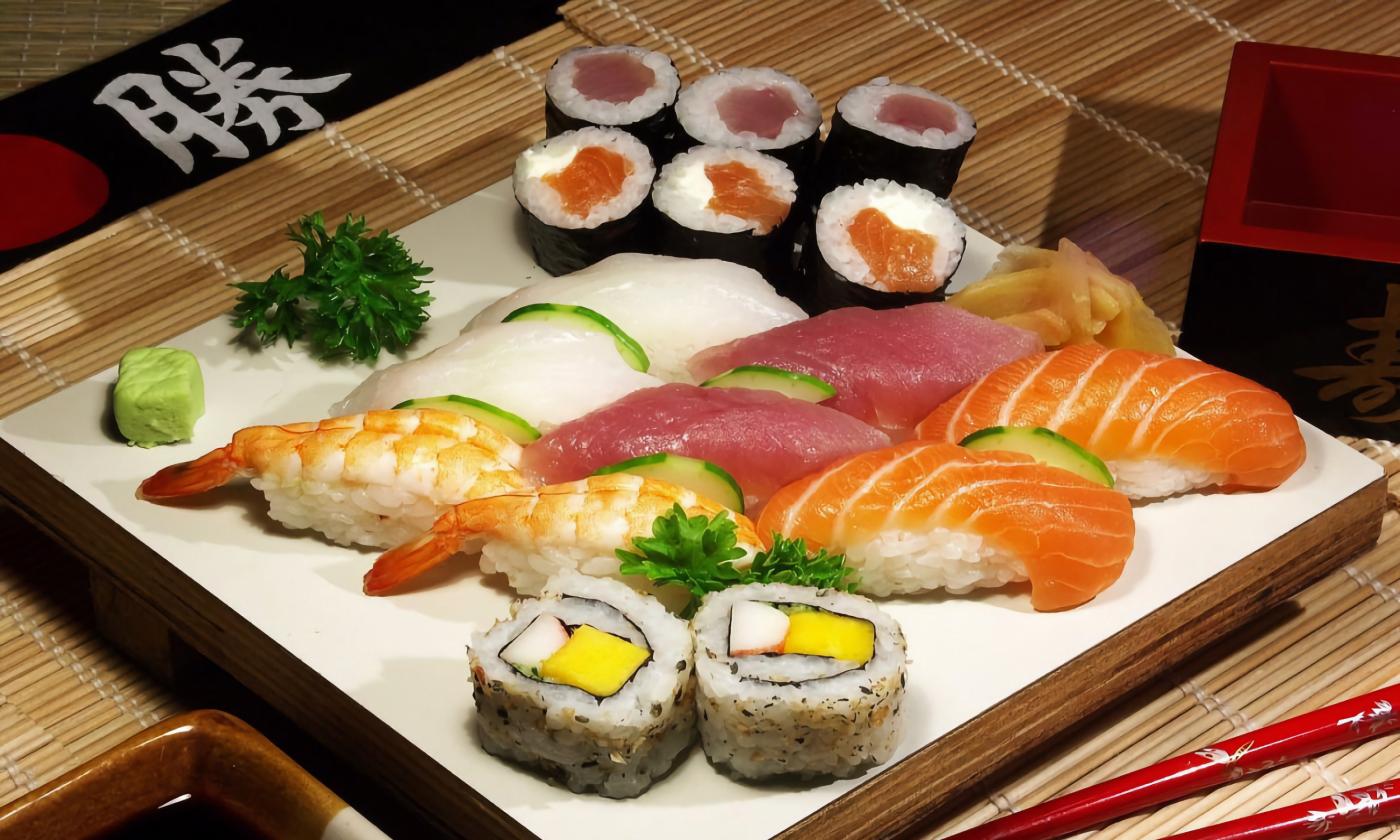 Assorted sushi rolls presented on a plate