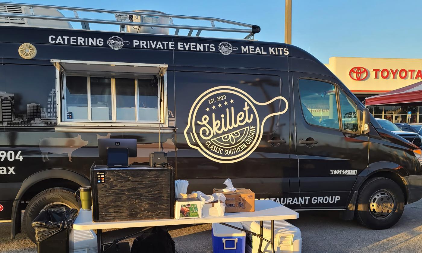 The exterior of the Skillet food truck