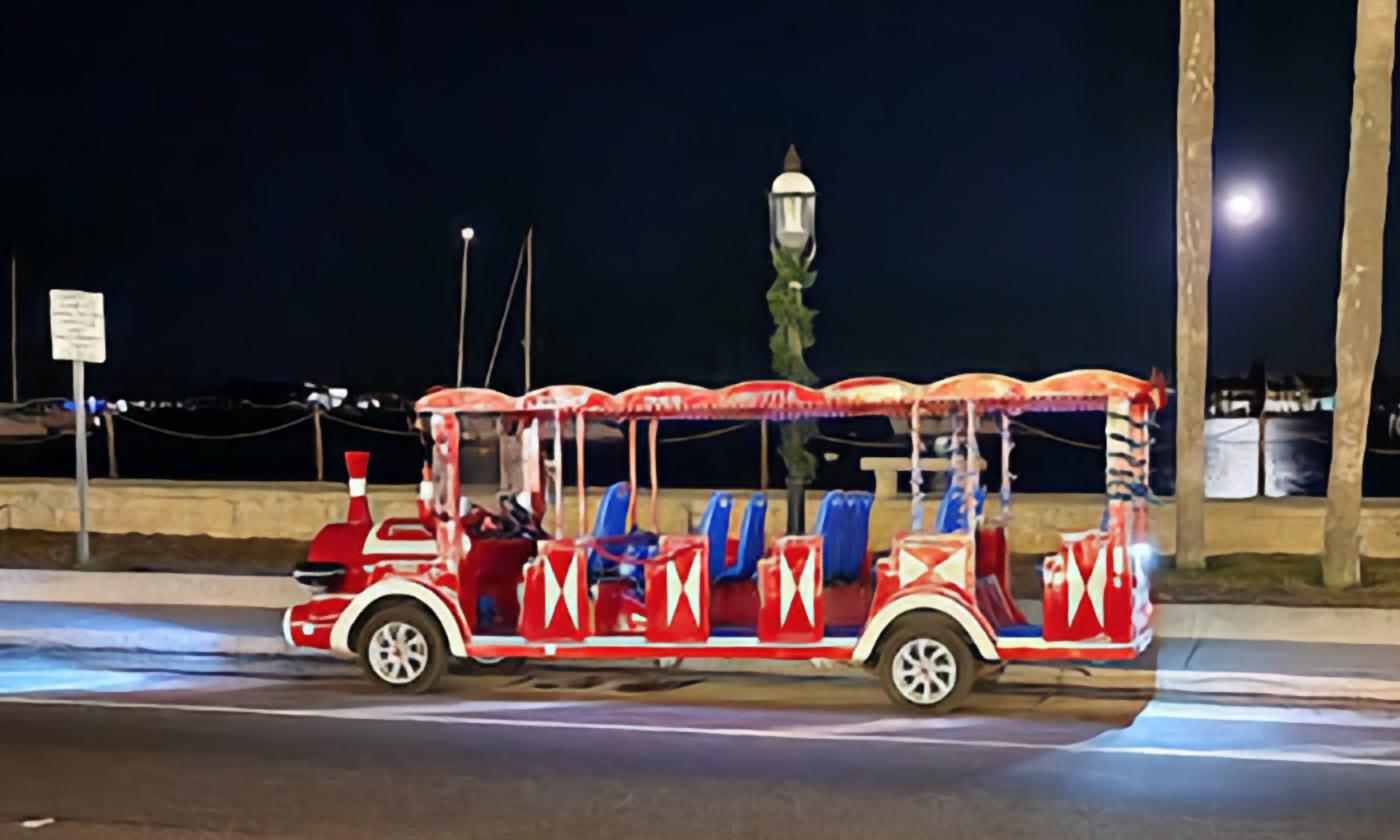 The train used by St. Augustine Red White & Blue