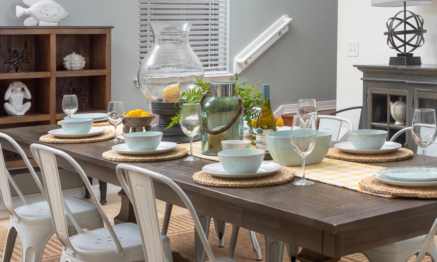 Table and chair set for a meal