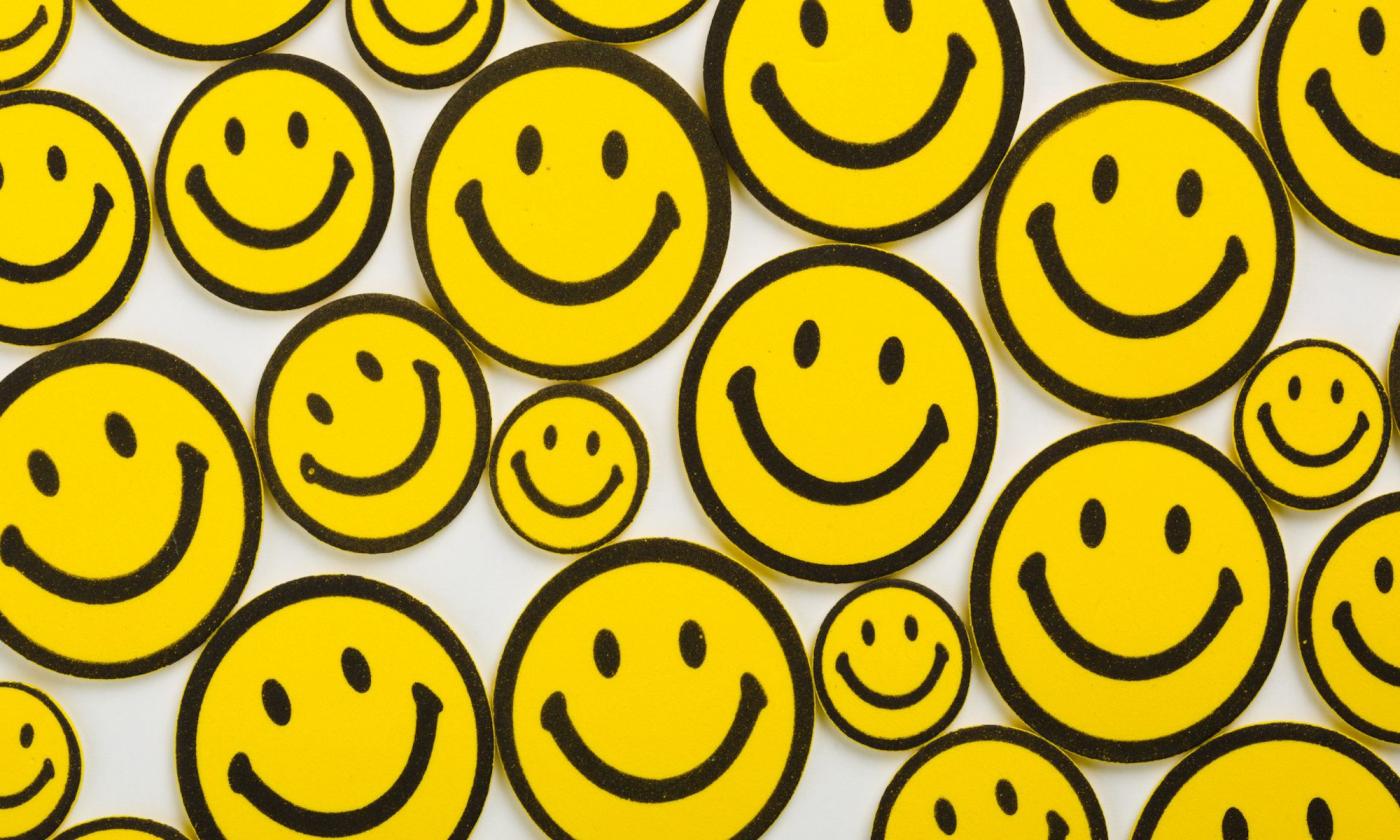 A large group of yellow smiley faces