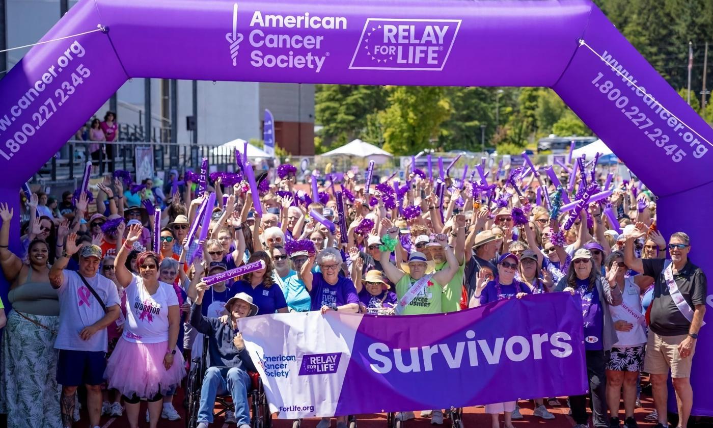 Cancer survivors and participants at the Relay for Life event