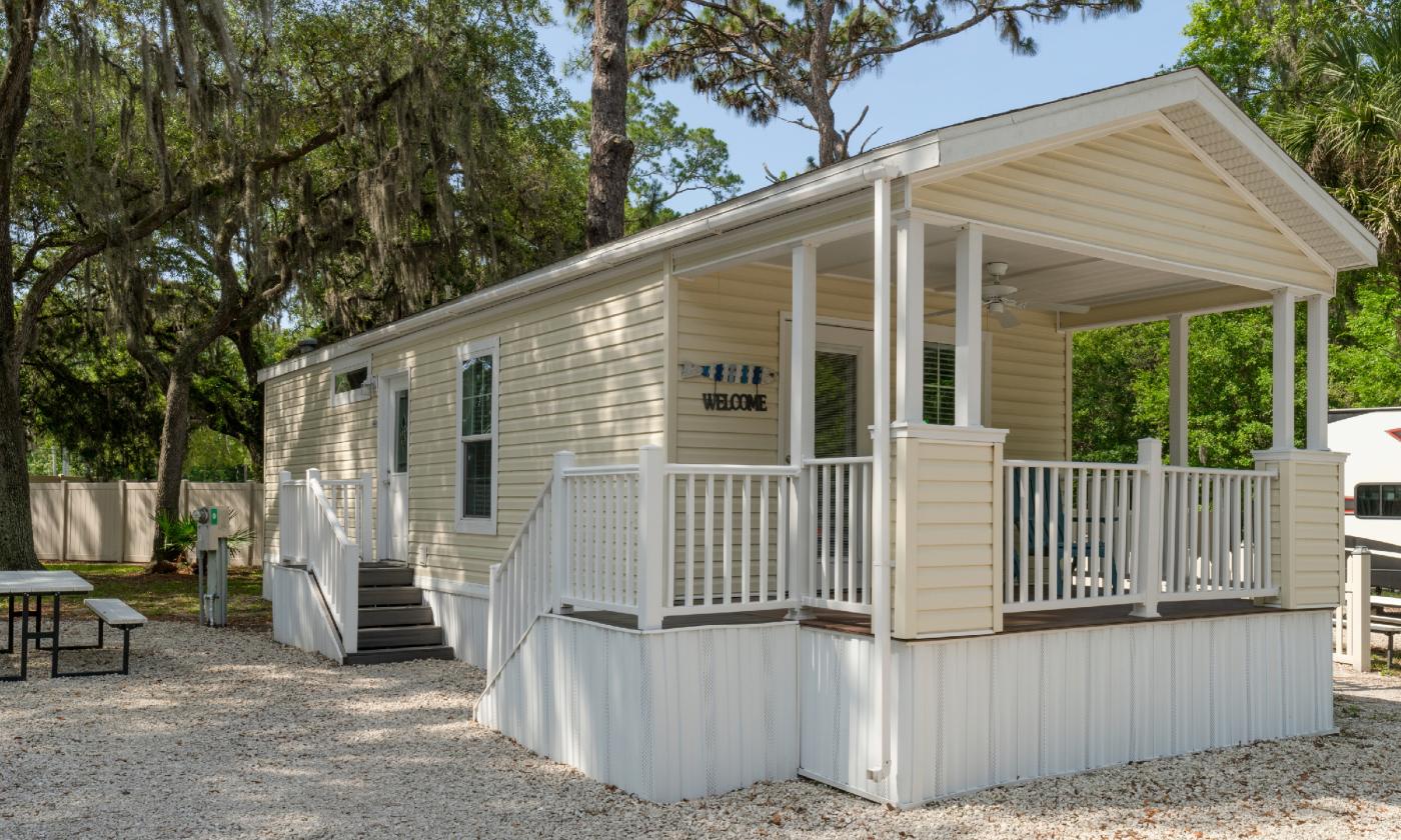 This park row model is located in an RV park and rented as a vacation rental