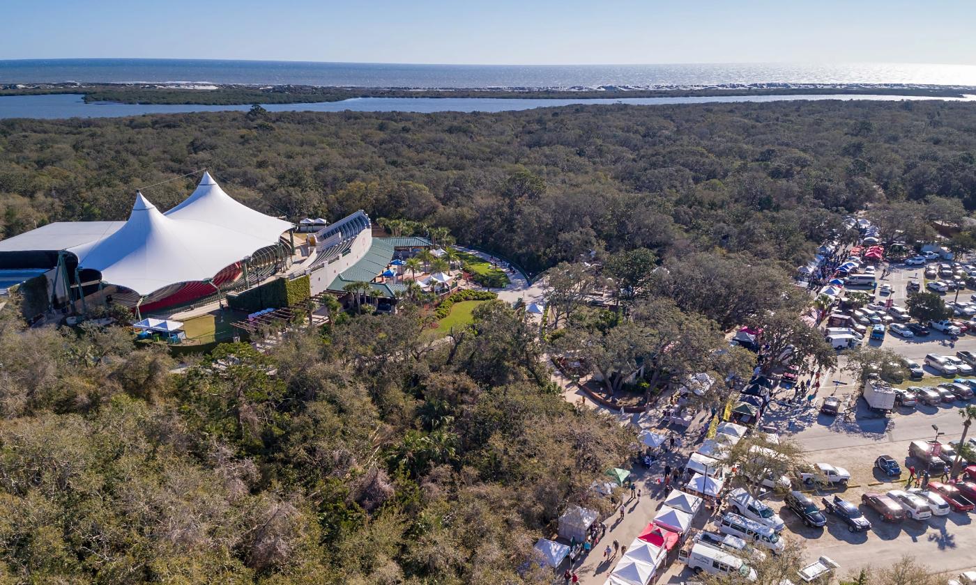 A drone view of the St. Augustine Amphitheatre 