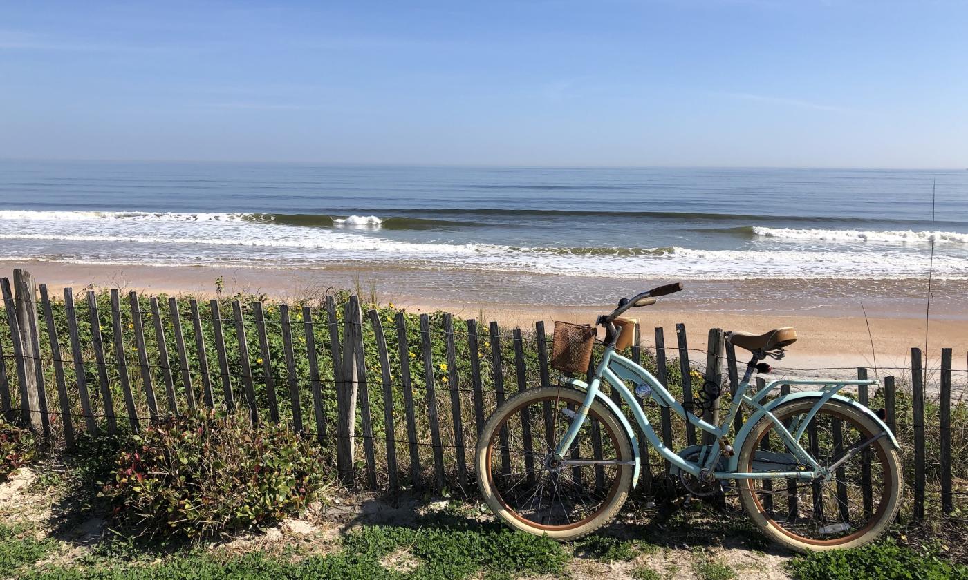 Taking a St. Augustine Beach pit stop while enjoying Anastasia Bicycle Rental.