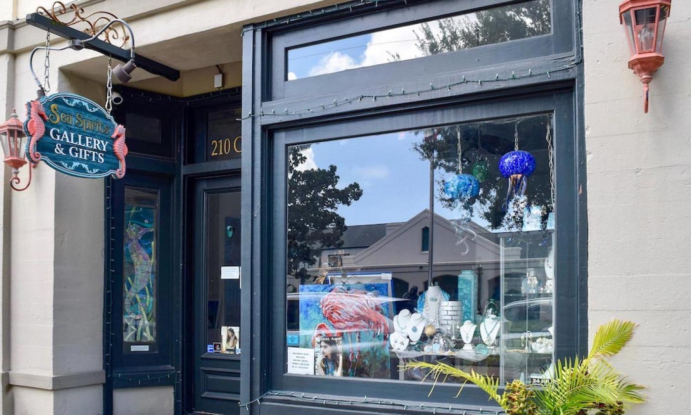 Exterior view of the storefront at Sea Spirits Gallery in St. Augustine, Fl 