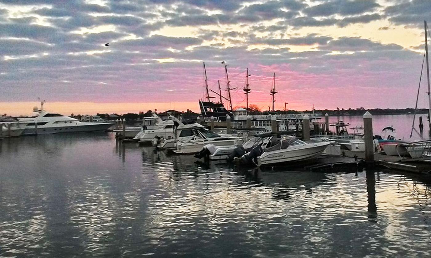 St. Augustine Municipal Marina at sunrise in St. Augustine.