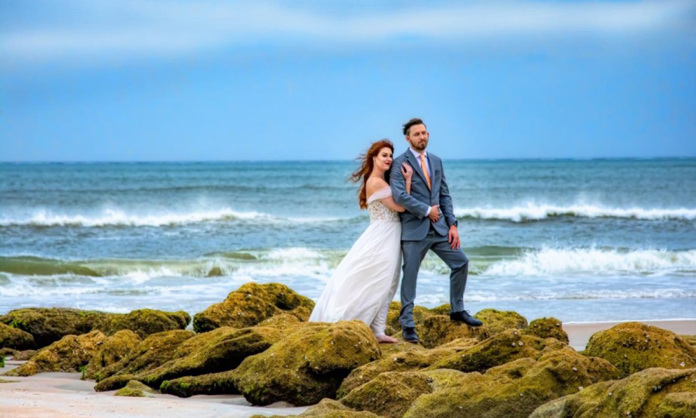 A couple celebrated their wedding near Marineland with Wedding Officiants of St. Augustine.