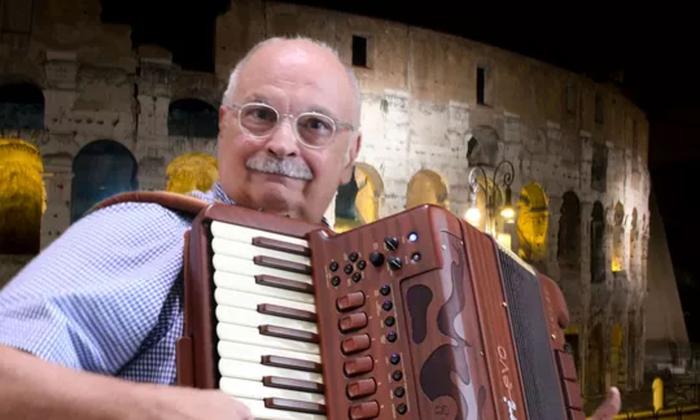 Ed Manfredi playing the accordion. 