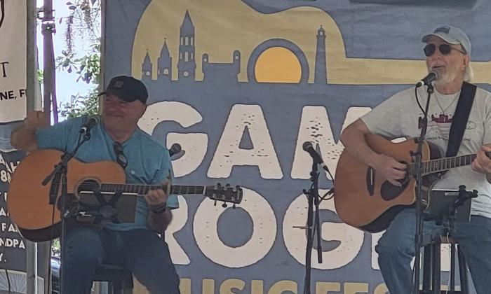 John Winters and Mark Richey on stage at the Gamble Rogers Festival