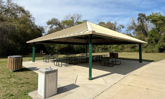 A covered picnic pavilion onsite