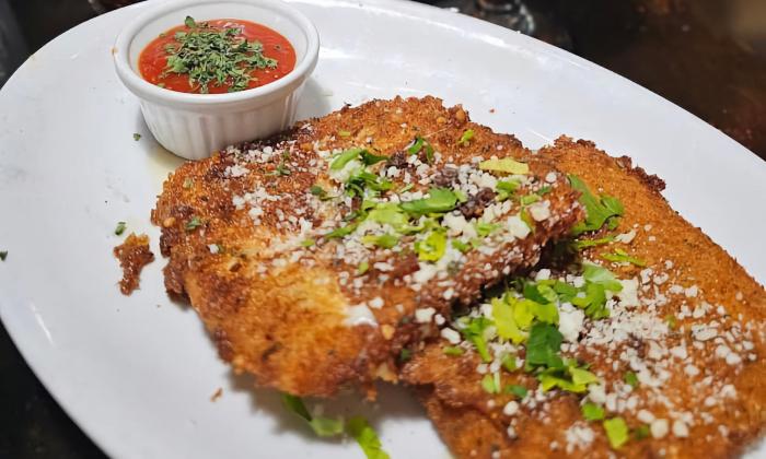 A plate of fried mozzarella and a side of marinara