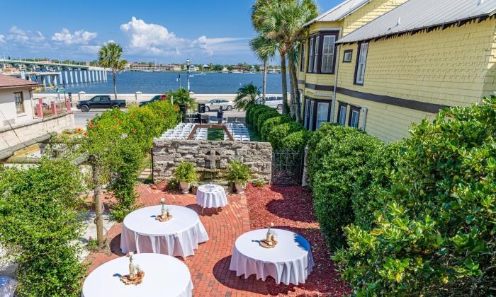 A garden arranged for a wedding and reception at the Pedro Sanchez House, overlooking the bayfront