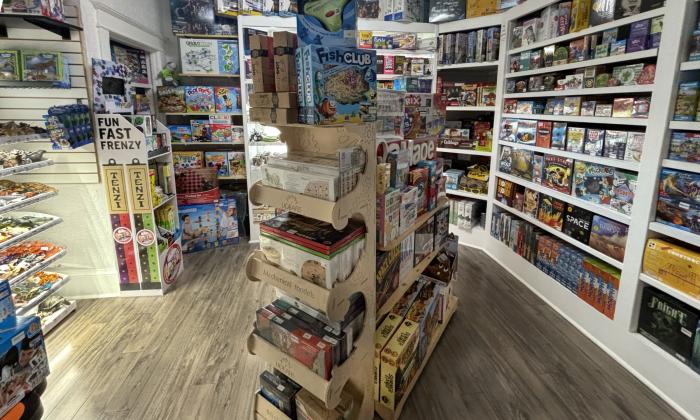 Various board games on display