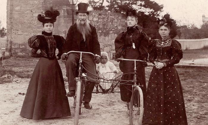 Family on bicycles 1897 at City Gate from K. Pariani Collection