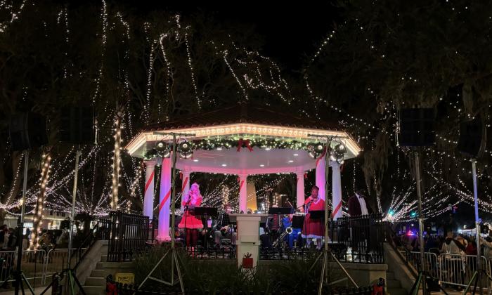 Live music being played under the gazebo