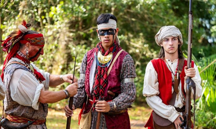 Three reenactors at the Battle of Bloody Mose in St. Augustine