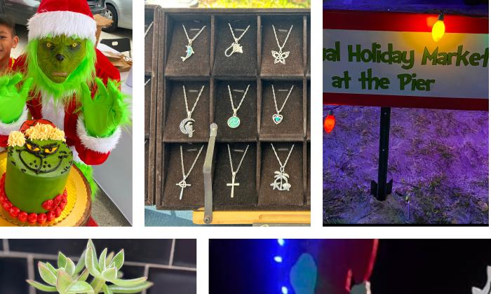 A collage of photos of of the St. Augustine Beach Holiday Market