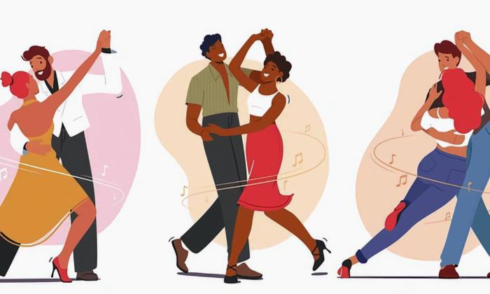 Partners performing various dance styles