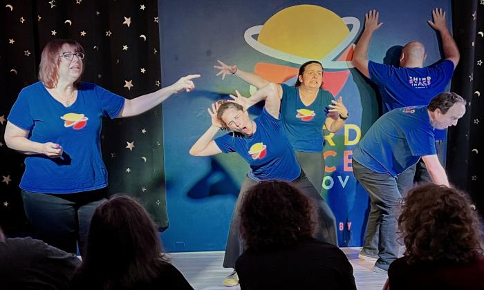 Improvisers during a show