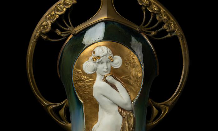 A detail of a ceramic piece from Otto C. Lightner's collection