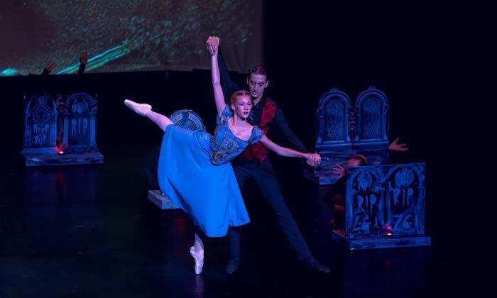 Dancers performing in the ballet, "Dracula"