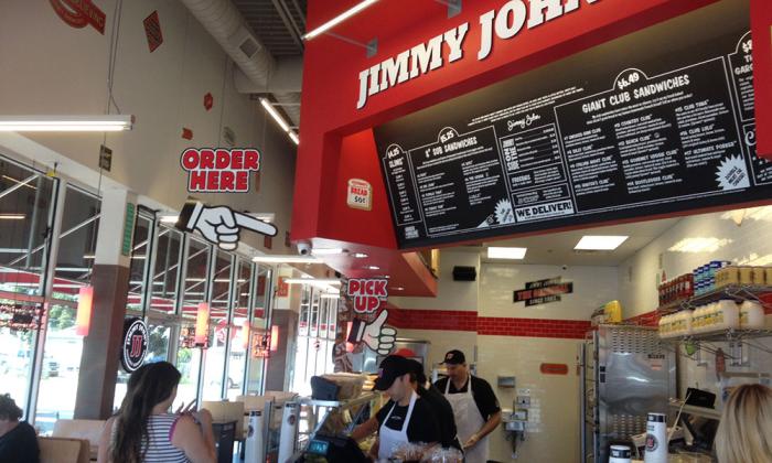 Menu counter at Jimmy John's sandwich shop