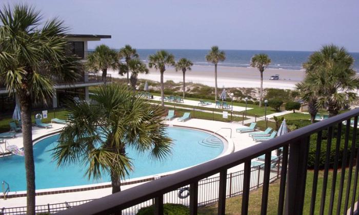 Oceanfront swimming pool at Ocean House Condominium in Saint Augustine.