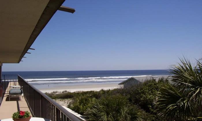 Balcony ocean views at Ocean House Condominium near St. Augustine.