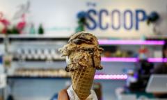 A scoop of ice cream on a cone is the hero at The St. Augustine Scoop 