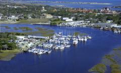 The overhead view of the River's Edge Marina